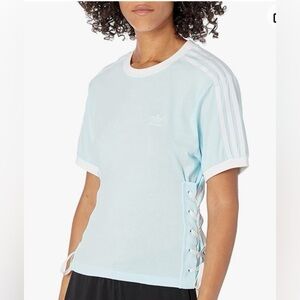 Adidas Women's Sky Blue Lace-Up Corset Like T-Shirt